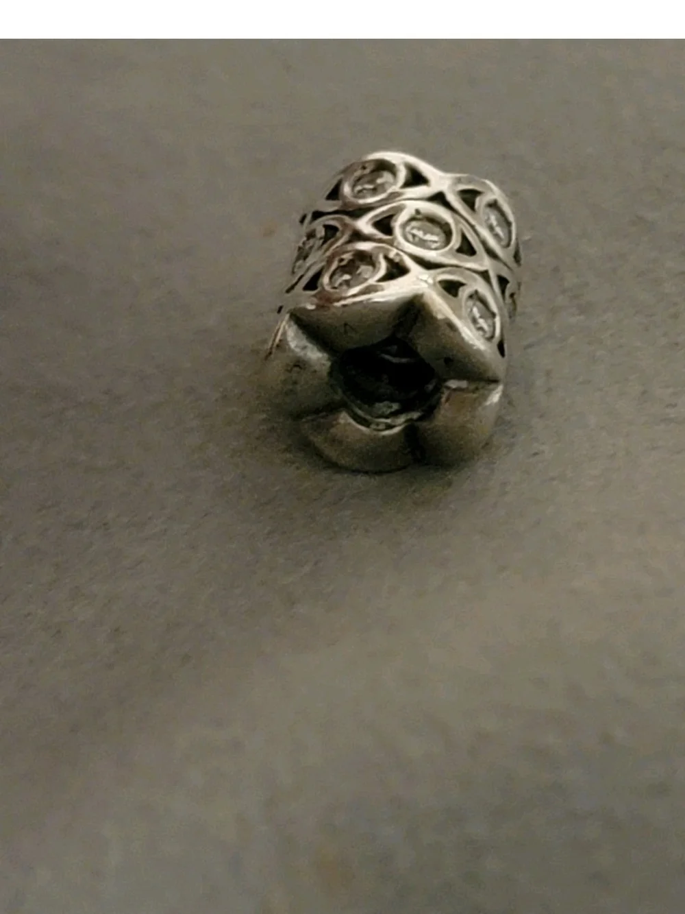 Chamilia Silver Filigree Charm with Clear Stones